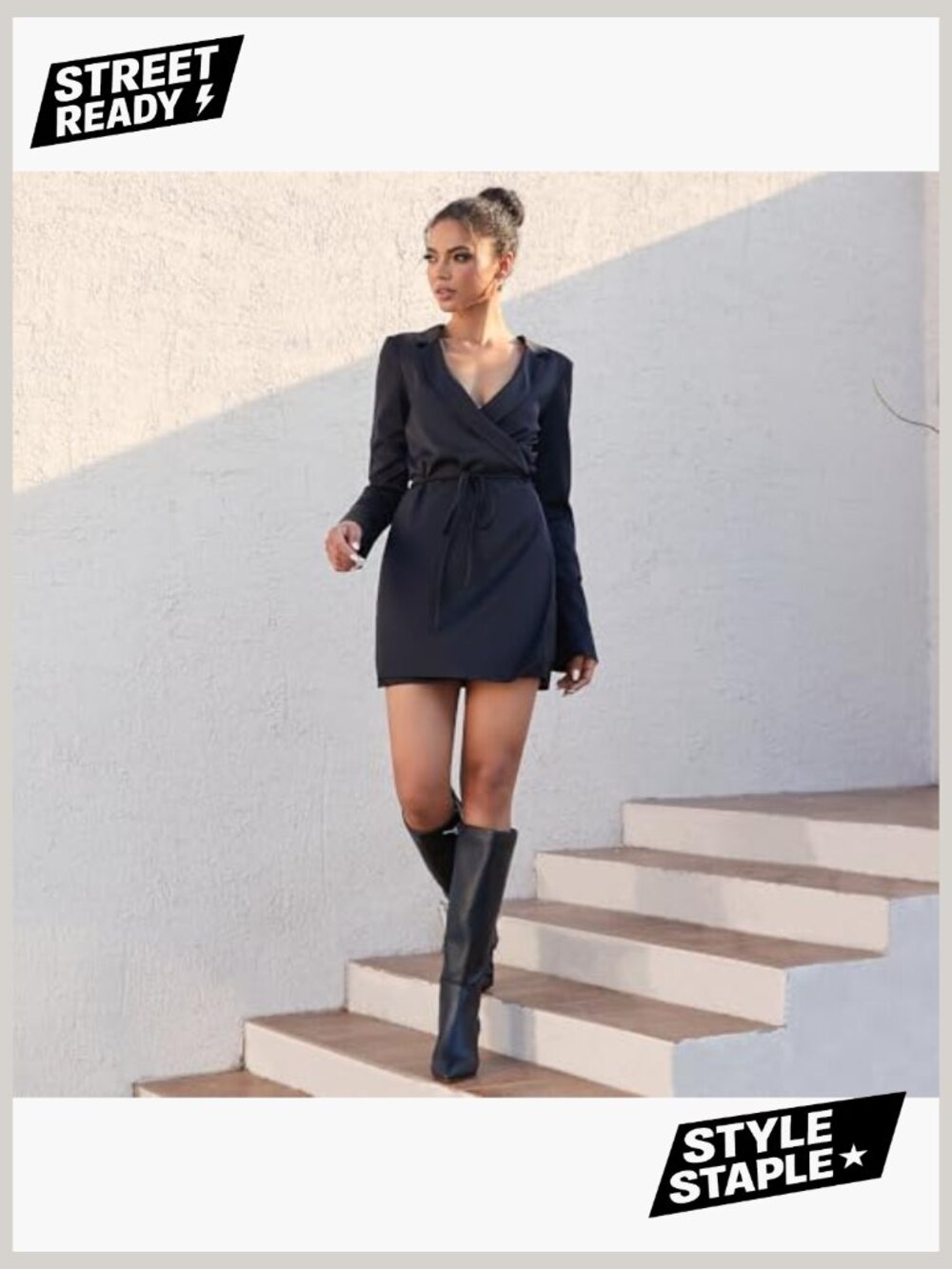 Knee High Boots Chunky Heel Pointed Toe Side Zipper Long Boots Women - Picture 3 of 7